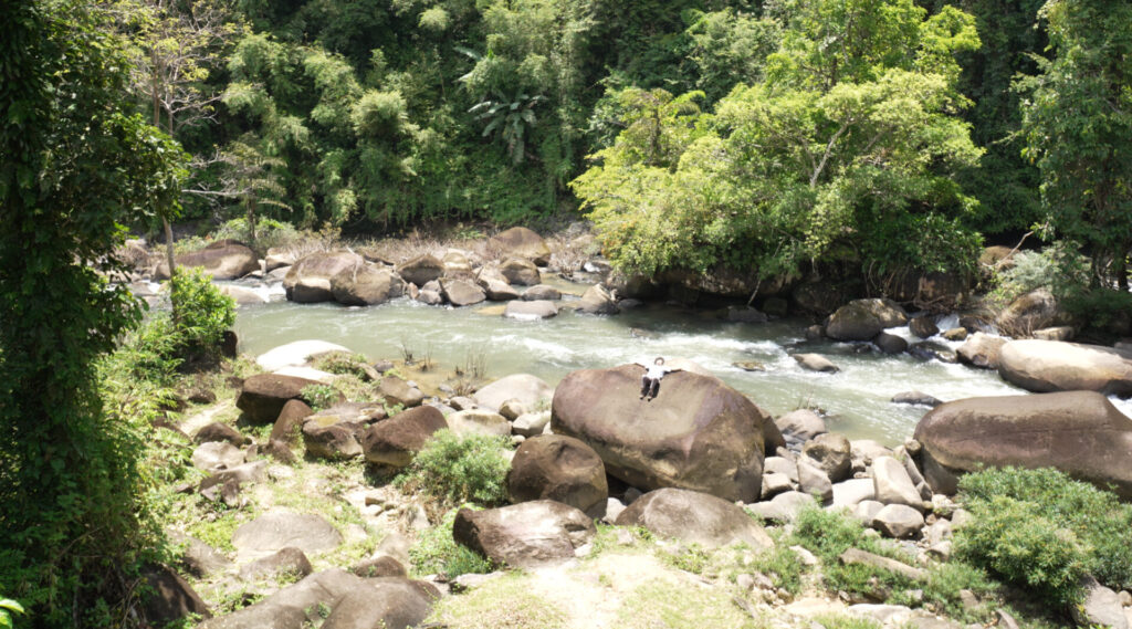 川沿いでくつろぐ様子