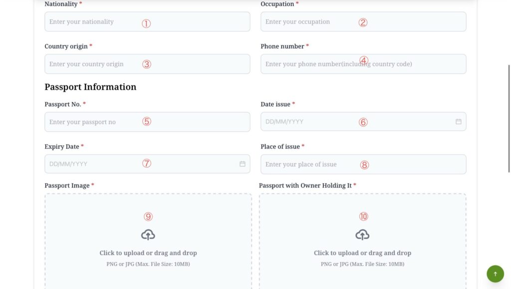 オンライン入国カードの書き方②