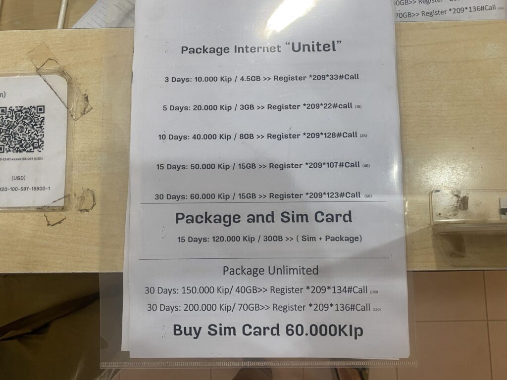 Simカードの料金表